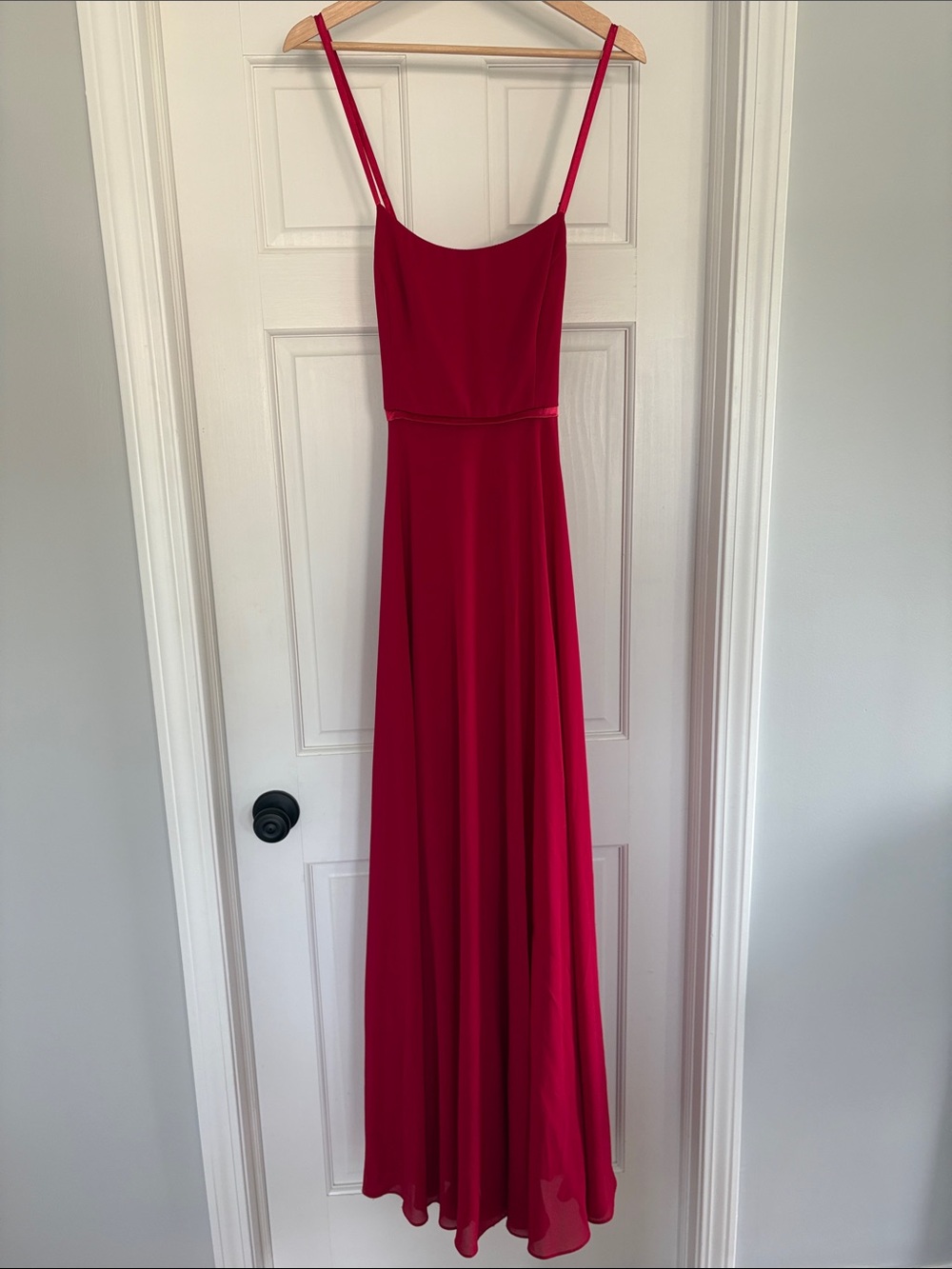 Elegant Red Spaghetti-Strap gown